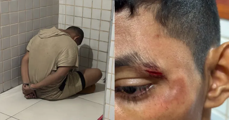 O suspeito foi detido após supostamente ferir a vítima com uso de uma faca. | Rayana Sousa / RBA TV