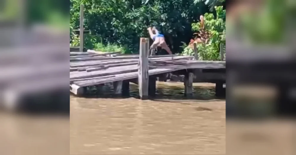 Vídeo registra o momento em que um homem é atingido por uma lancha em um rio do Pará; familiar informou que ele está fora de perigo. Foto: divulgação/reprodução